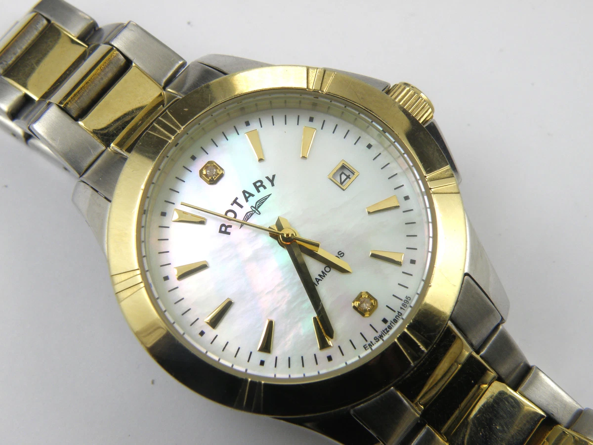 Rotary LB00134 07 Ladies Diamond Two Tone Bracelet Watch 50m