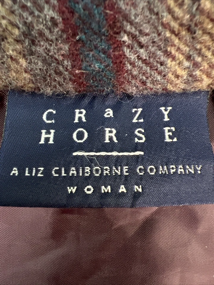 Crazy Horse Wool Blend Shirt Jacket Womans 2X Fall Plaid Zip Up Elbow Patches - Image 4 of 4