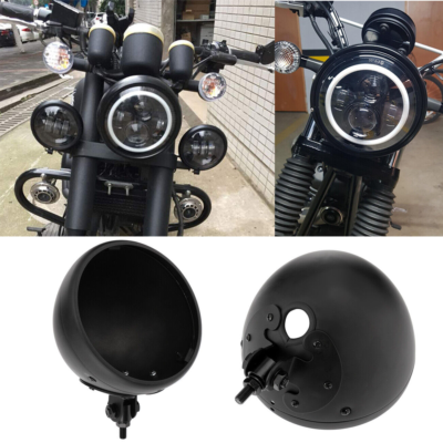 Gloss Black 7 Inch Motorcycle Headlight Housing Bucket Shell – For Harley LED