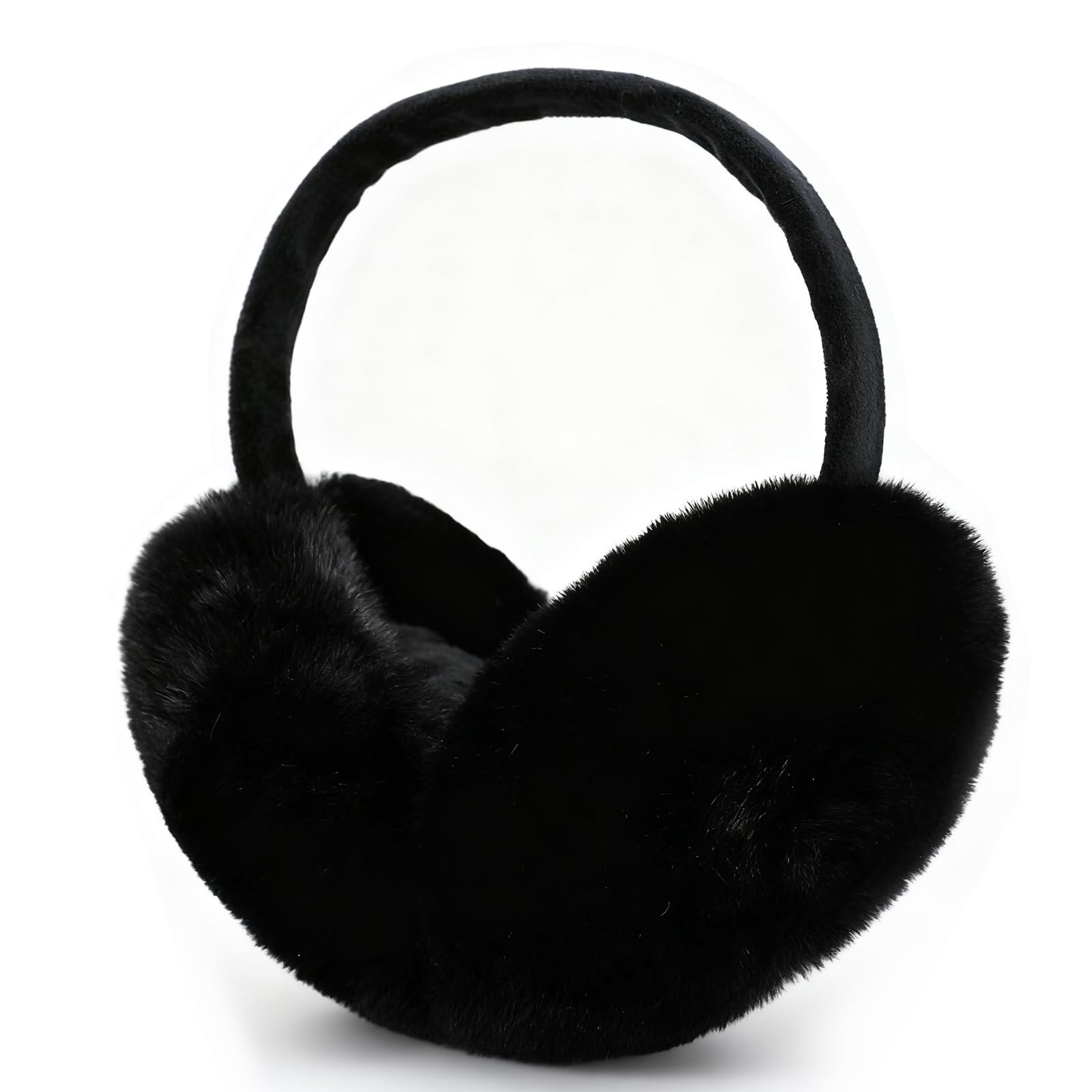 Ycfish 1PCS Ear Muffs for Winter Women Faux Fur Earmuffs -Ear Large, Black
