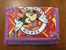 Minnie Mouse Red Purple White Stick Fastener Tri-Fold Wallet