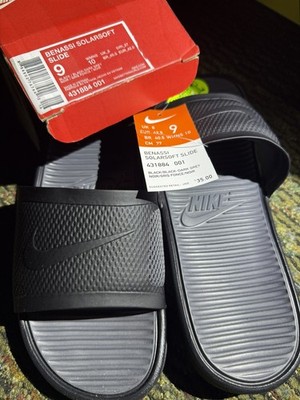 Nike Benassi Sandals Slides Men Size 9 Black Gray