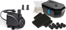 Small Pond Filter 50-600 Gallon, Submersible Pump w/ Filter Pads & Bio-Balls