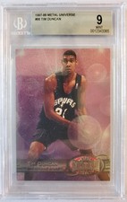 1997-98 METAL UNIVERSE #66 TIM DUNCAN ROOKIE CARD BGS 9 MINT. rookie card picture