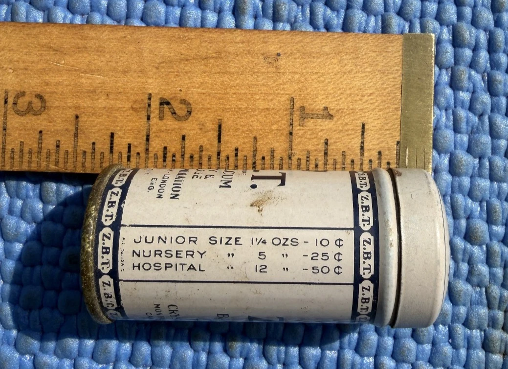 Vintage SAMPLE-Baby Talcum Tin Powder Z.B.T. Crystal Corp Advertising Empty
Opens in a new window or