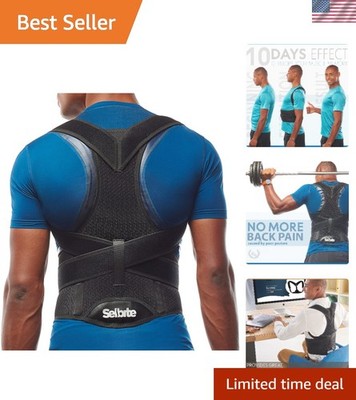 Posture Support Back Brace for Men and Women - Adjustable & Pain Relief Large