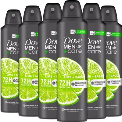 6 Pack Dove Men + Care Antiperspirant Deodorant Spray Lime + Sage Scent 150 ML