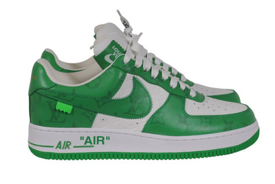 Louis Vuitton Men Air Force 1 Size US 8 Green White Leather Lv Monogram Low Top