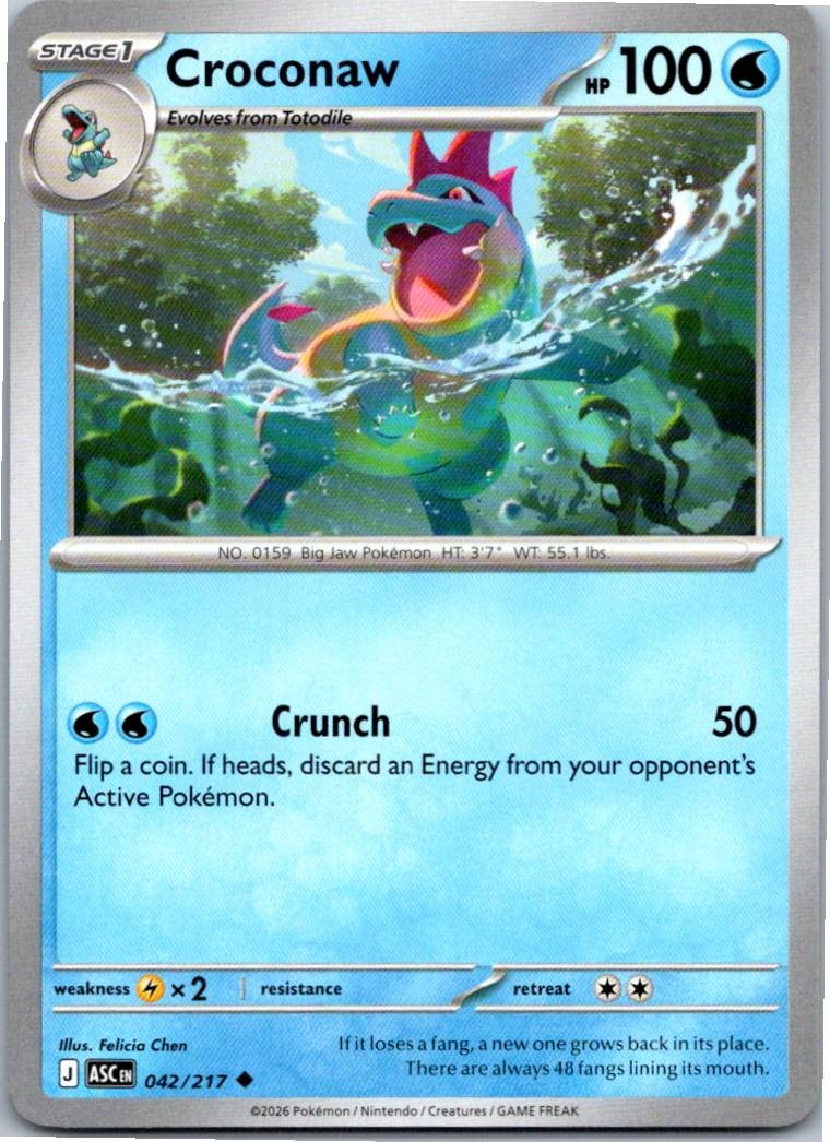 Croconaw Uncommon 042/217 Normal ME: Ascended Heroes NM