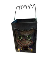 Crazy Black Cat Metal Candle Holder Tea Light Votive Halloween Decor Desk Candy