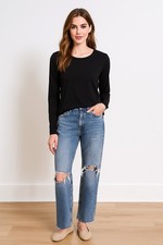 Zara Women's Ripped Distressed Frayed Wide Leg Denim Jeans Size 8