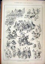 Old Antique Print 1884 May Festival Winsford Cheshire Babes Wood Bo Peep 19th