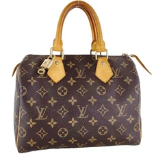 Louis Vuitton Monogram Speedy 25 Leather Fabric Brown Handbag 3858
