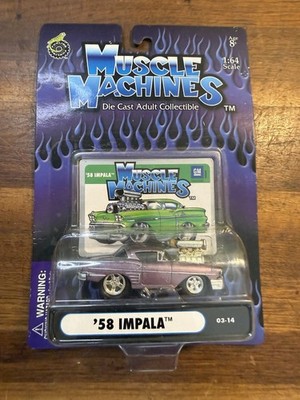 MUSCLE MACHINES MINT ON CARD BLOWN ENGINE TYPE 1958 CHEVY IMPALA p