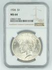 1926 NGC MS64 Peace Dollar Blast White