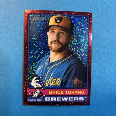 2025 ToppsHeritage High Number SP Brice Turang Chrome Burgundy Sparkle Refractor