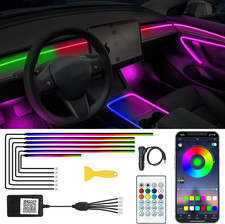Acrylic Interior Car LED Lights w/ Remote/APP Ambient Lighting Kits Fiber Optic