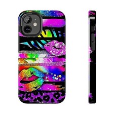 Colorful Glittery Glossy Lips iPhone 12 Mini/ Vibrant Custom iPhone Case