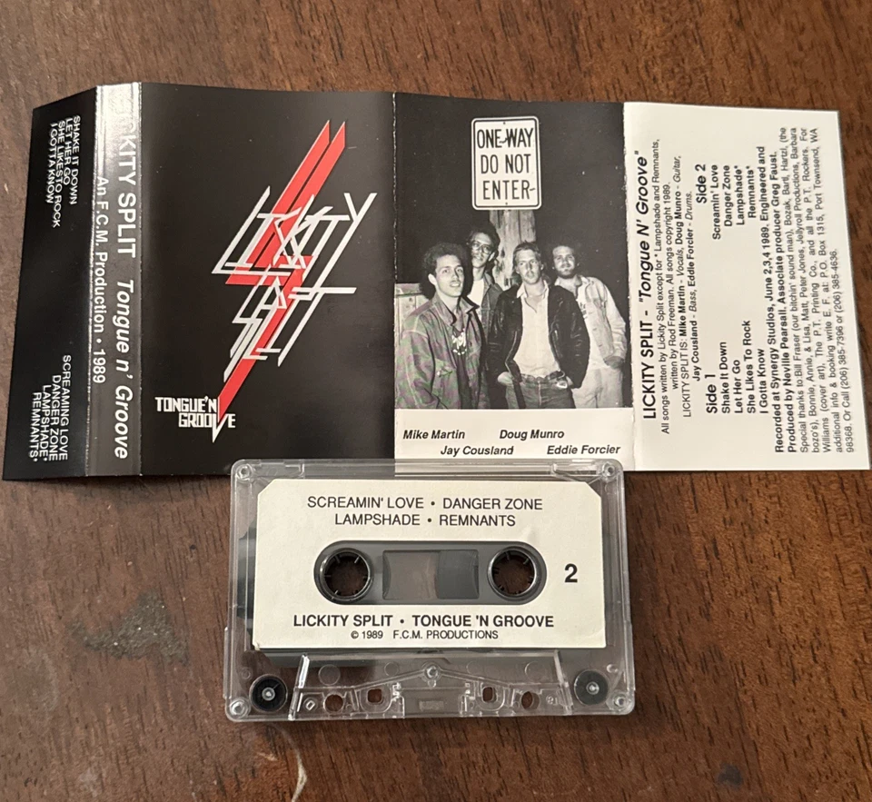 Lickity Split Tongue N Groove Demo Tape Cassette 1989 Private Hard Rock Metal WA - Image 2 of 4