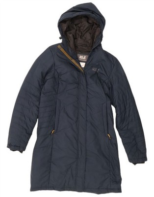 Jack Wolfskin Mens Hooded Padded Coat UK 12/14 Medium Navy Blue Polyester CW07