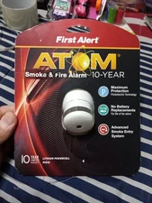 First Alert ATOM Smoke & Fire Alarm 10-Year (Model P1010) Maximum Protection NEW