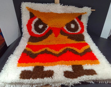 1970's Groovy Owl Shag Rug/Wall Hanging