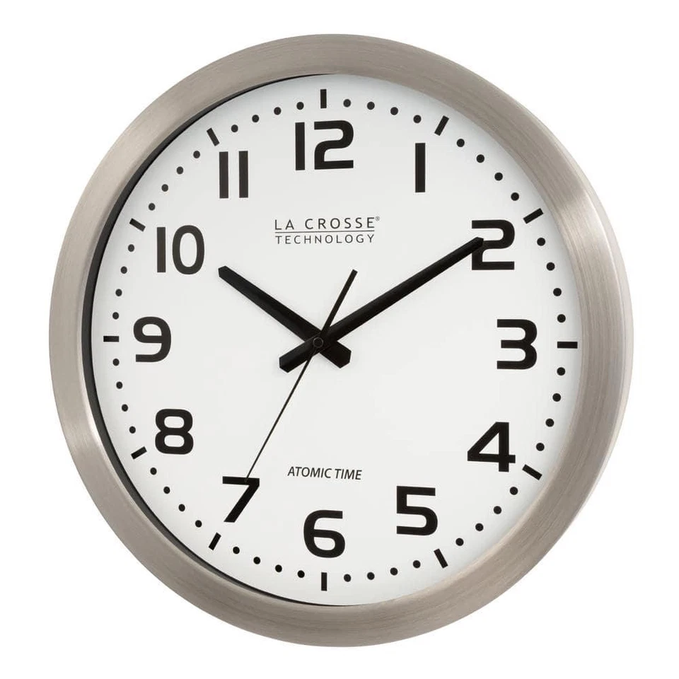 La Crosse Technology Atomic Wall Clock 16 in. White Dial Silver Brushed 4 Zones - Image 4 of 4