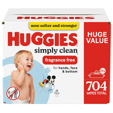 Huggies Simply Clean Unscented Baby Diaper Wipes, 11 Flip-Top Packs 704 Wipes T
