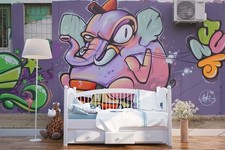 3D Cartoon Elephant Graffiti Wall Murals Wallpaper Murals Wall Sticker