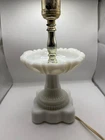 Vintage Scalloped White Milk Glass Leviton 12" table lamp