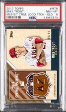2017 TOPPS MLB SPRING TRAINING COMM LOGO PATCH RELICS GOLD MIKE TROUT #/99 PSA 8