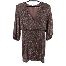 Eliza J Dress Sequin balloon sleeve cocktail pink size 8