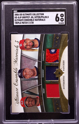 2006 UD Ultimate Collection Griffey Jeter Pujols Game Used Patch /20 SGC 6