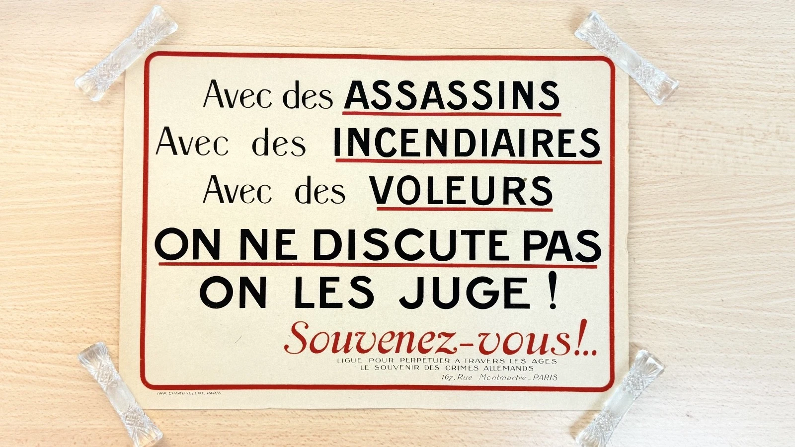 Affiche WW1 Souvenez-vous Crimes Allemands On ne discute pas