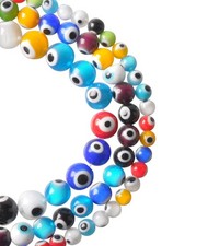 60pcs Evil Eye Beads Colorful Glass Turkish Evil Eye Spacer Beads Handmade Ro...