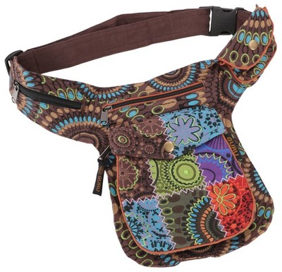 Stoff Sidebag + Patchwork Hüfttasche, Goa Gürteltasche, Bauchtasche aus Nepal
