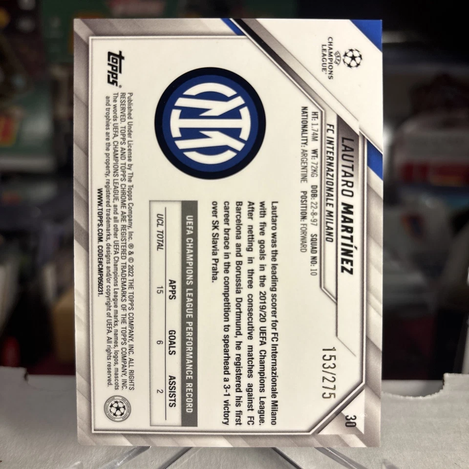 Lautaro Martinez 2021-22 Topps Chrome UCL Diamond Refractor SSP /275 + FREE 1 - Image 2 of 4