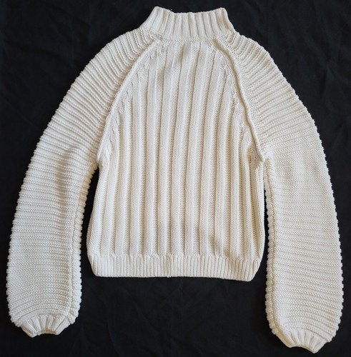 Free People Sweetheart Cable Knit Sweater Women's XS Ivory Cotton Chunky Relaxed - Picture 6 of 7