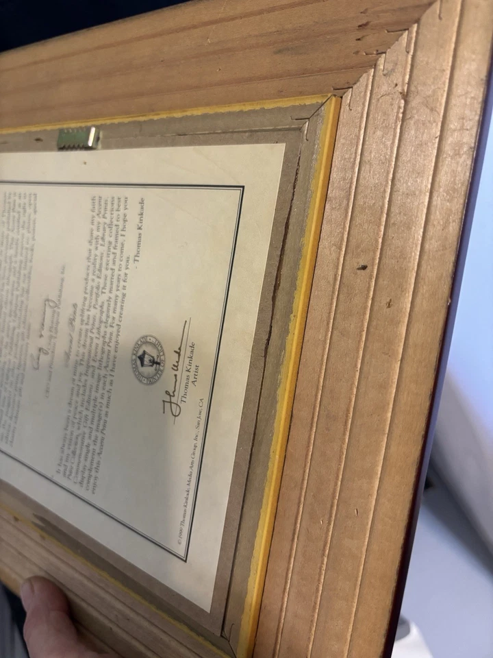 Impresión de acento enmarcada Thomas Kinkade "PUENTE DE LA FE" con certificado de autenticidad y nuevo en caja Foto 4 de 4