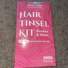 NIACONN Hair Tinsel Kit- Rainbow  Glitter 3900 Strands 48 In. Kit with Tools