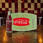 Retro Coca-Cola Vintage Style Metal Sign With Thermometer 14" Embossed