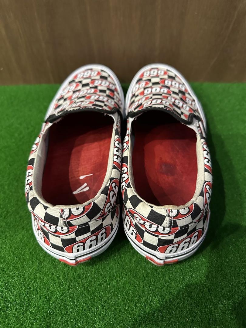 Supreme x Vans Checker 666 Slip-On US11 29cm Black White Red