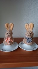 2 Eierwärmer Stoff Osterhase Haube Plüsch