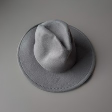Gray Wide Brim Fedora Hat Size 57cm Cotton Blend Stylish Classic Unisex