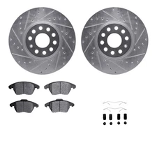 For Volkswagen Jetta 06-14 Drilled & Slotted Front Brake Kit w Semi-Metalic Pads