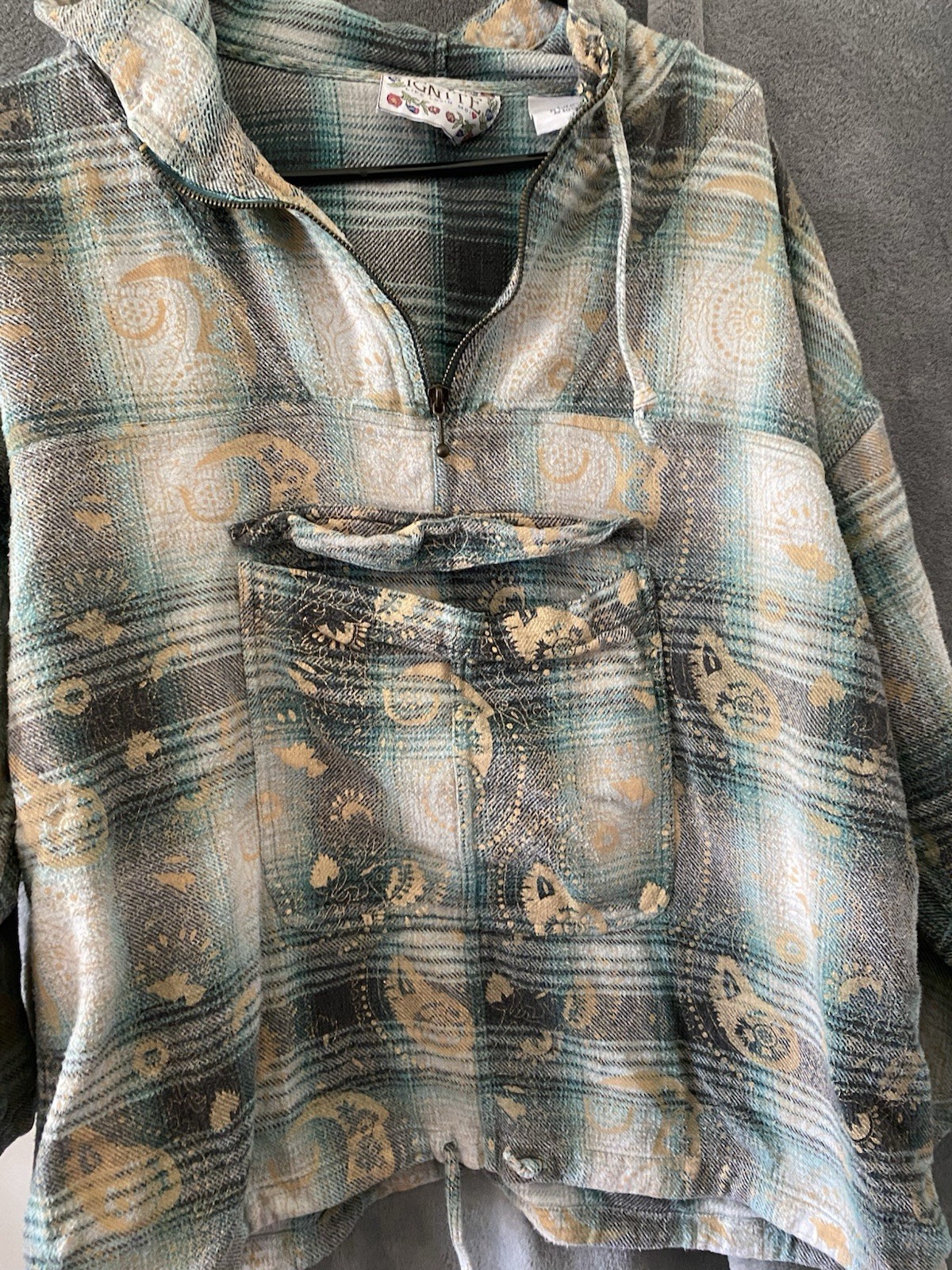 IGNITE Boho patchwork Pullover Hoodie 100% Cotton… - image 1