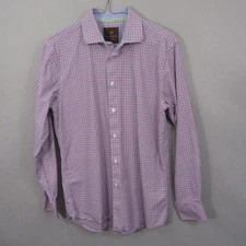 Tattersall Mens Button Up Shirt 16 Purple Long Sleeve Plaid 100% Cotton