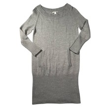 Alice + Olivia Sweater Dress Womens XS Gray Soft Wool Blend Boat Neck 3/4 Sleeve