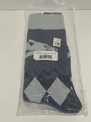 For Bare Feet NCAA Nevada Reno Wolfpack Socks Big Diamond Navy/Grey One Sz Crew - Picture 5 of 6