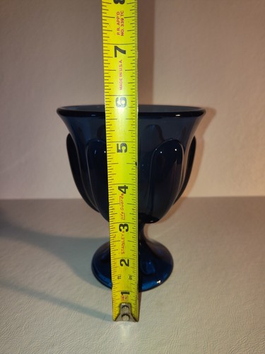 Vaso calice sei petali blu carbone vichingo vintage composto piatto caramelle MCM raro - Foto 4 di 7